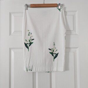 RW&CO pencil skirt white with green floral print size 0